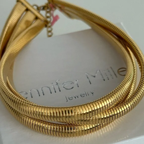 Jennifer Miller NIB triple strand gold plated snake choker - Picture 3 of 9
